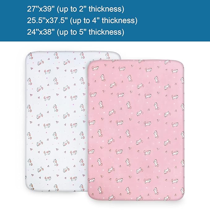 Pack and Play Sheets, Pack n Play Sheets | Mini Crib Sheets 4-Pack, Ultra Soft Pack n Play Mattresses Sheets Compatible with Graco Pack n Play, Soft and Breathable Material, Pink