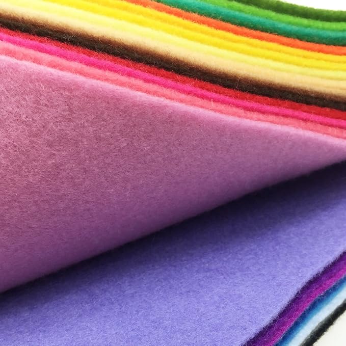flic-flac 28pcs 12 x 12 inches (30cmx30cm) 1.4mm Thick Soft Felt Fabric Sheet Assorted Color Felt Pack DIY Craft Sewing Squares Nonwoven Patchwork