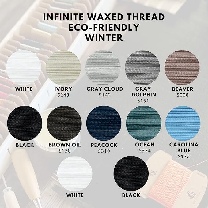Bonded & Round Waxed Threads, 3-PLY Round Thread 12 Colors 384 Yards - Hand Sewing - All Leather Projects/Crafts/All-Purpose Threads/Macrame/Bracelet (0.45 mm, 32yd/Each)