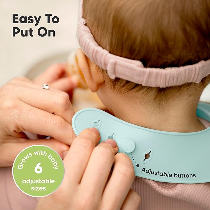 KeaBabies 2-Pack Silicone Baby Bibs for Eating - Sturdy Food-Grade Silicone Bibs for Babies Girl, Boy, Large Food Catcher, Clean & Put On Easily, Waterproof Toddler Feeding Essentials (Amaze)
