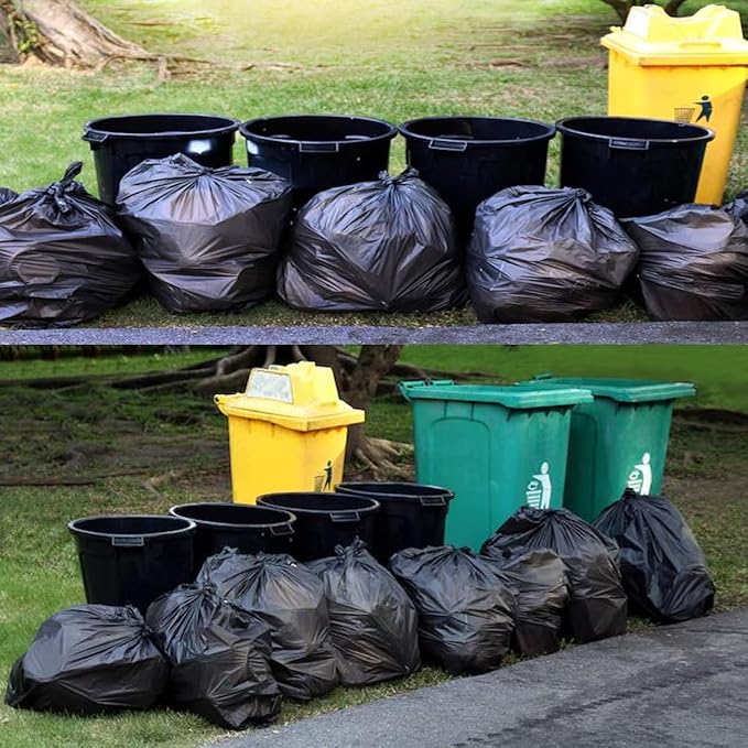 13 Gallon Trash Bags, 250 Count Black Tall Kitchen Garbage bags, Multi-purpose Trash Can Bin Liners for Bathroom, Office, Industrial, Commercial, Janitorial, Municipal, Recycling