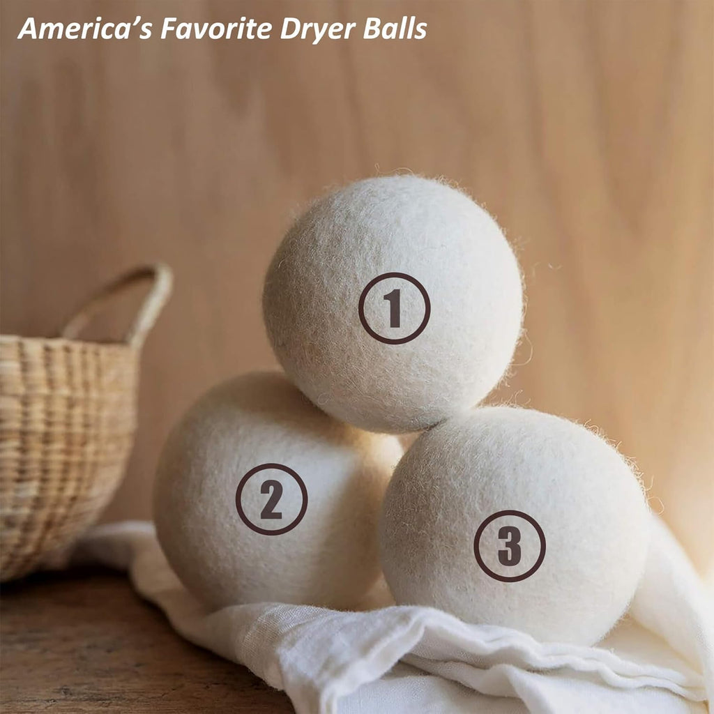 Sheep Wool Dryer Balls 6 Pack XL(2.7") Premium Natural Fabric Softener, Reusable Laundry Dryer Balls for Reducing Drying Time, Static and Wrinkles, Eco-Friendly – 100% New Zealand Wool