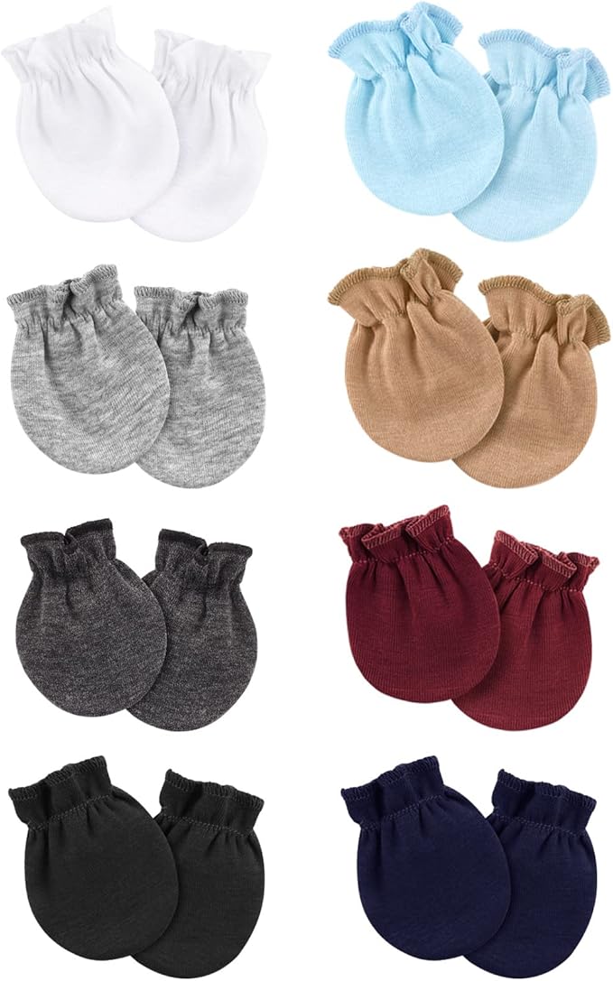 BQUBO Newborn Infant Toddler Mittens No Scratch Cotton Elastic Wrist Gloves Hypoallergenic for 0-6 Months Baby Boys Girls