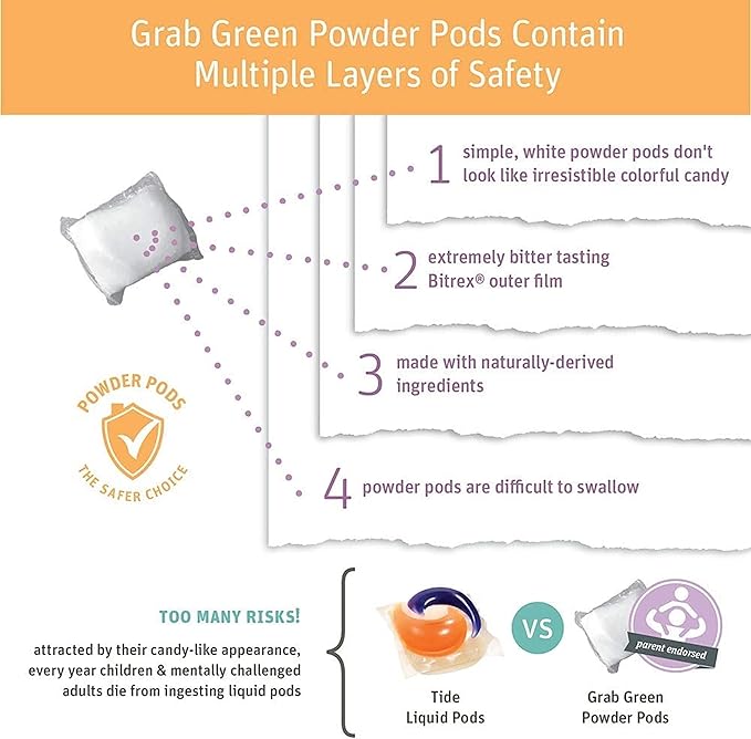 Grab Green Baby Laundry Detergent Pods, 50 Count, Dreamy Rosewood, Plant and Mineral Based, Formulated to Tackle Growing Baby (5 Months and Older) Laundry Stains
