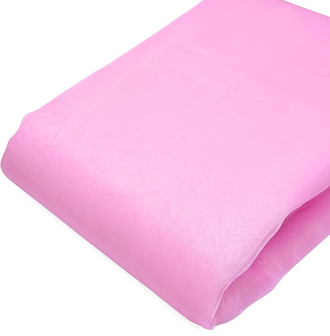 Organza Fabric 10 Yard Bridal Solid Sheer Bolt for Home Décor, Table Décor, Bridal, Fashion, Crafts, Decorations Silky Shiny Organza 44" - (10 Yard, Baby Pink)