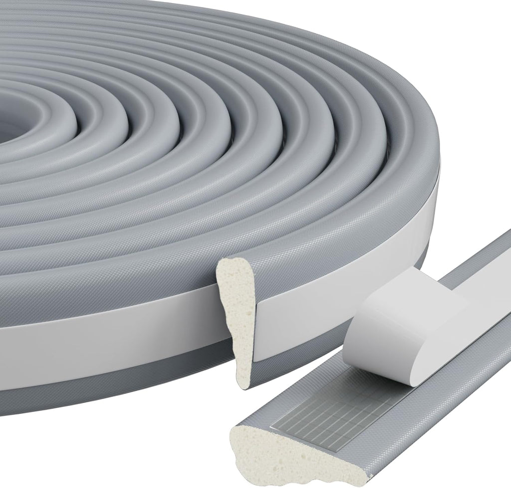 9.8 Ft Weather Stripping Seal Strip for Doors/Windows,Soundproofing Window Insulation Draft Stopper for Winter, Selfadhesive Foam Weather Strip for Door Frame,Door Gap Filler Noise Blocker(Gray)