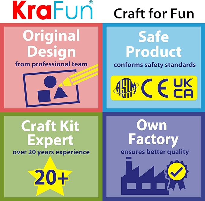 KRAFUN My First Sewing Kit for Beginner Kids Arts & Crafts, 7 Easy DIY Projects of Stuffed Animal Dolls and Plush Pillow Craft, Instructions & Felt, Gift for Girls, Boys, Learn to Sew, Embroidery
