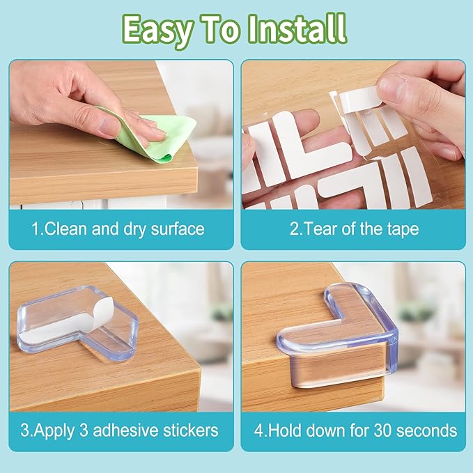 24 Pack Corner Protector for Baby: Baby Proofing Safety Corner Clear Furniture Tablet Corner Protection| Protectors Guards, Baby Proof Bumper & Cushion to Cover Sharp Furniture & Table Edges(L Shape)