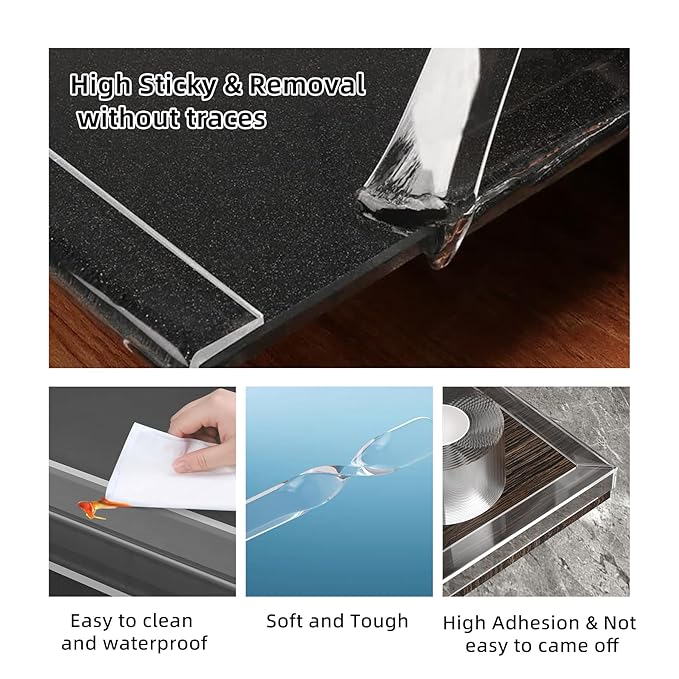 3Pack Soft Corner Protectors for Furniture Strip,2 in x 9.84 Ft,Wall Corner Bumper Tape,Desk Edge,Baseboard Protector,Clear Cabinet Door Protector Edge Guard,Crib Rail Covers for Teething