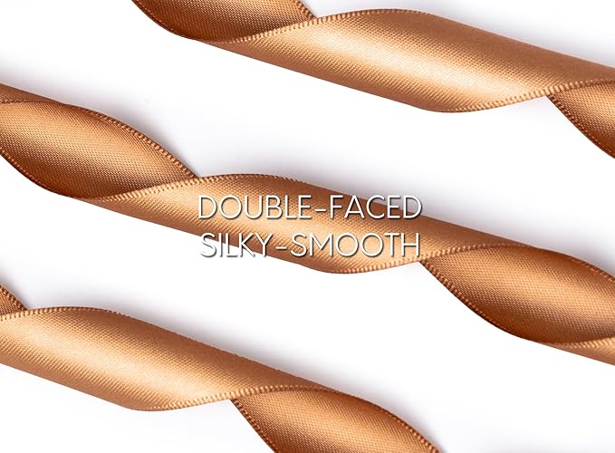 Brown Satin Ribbon 7/8 Inch 50 Yards Double-Faced Polyester Ribbons for Gift Wrapping Crafts Flower Bouquet Wedding Paper Christmas Holiday Decor