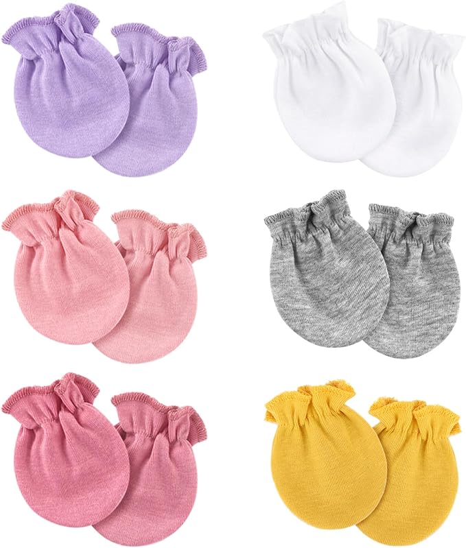 Newborn Baby Mittens No Scratch Cotton Elastic Wrist Gloves Infant Toddler Mittens for Baby Boy Girl 0-6 Months