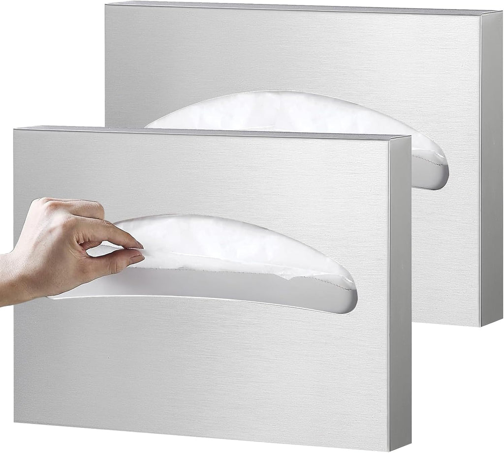 2 Packs Toilet Seat Cover Dispenser Wall Mounted SUS 304 Stainless Steel Brushed