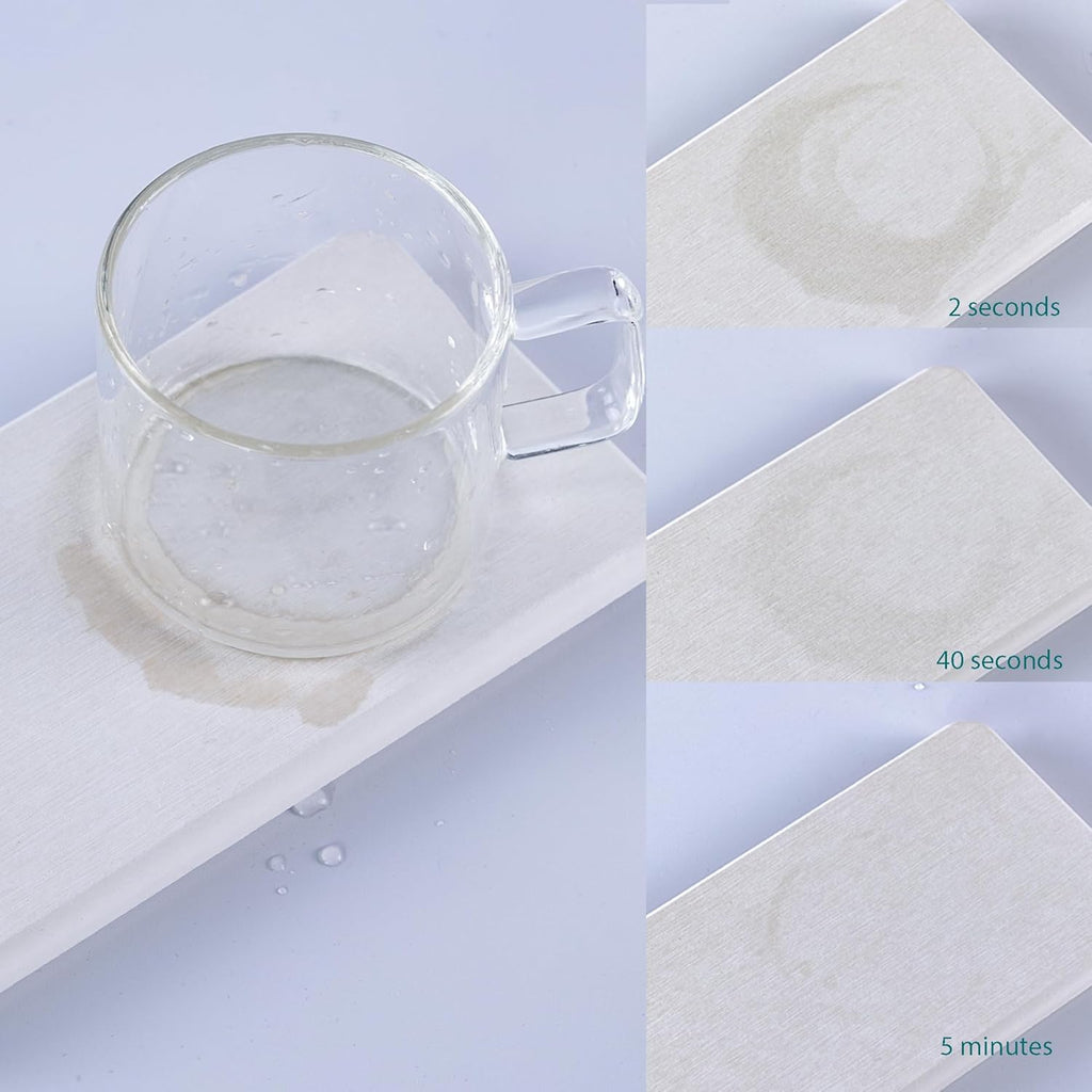 2 Pcs Water Absorbing Stone Trays, Kitchen/Bathroom Sink Soap Dish, Diatomite Tray Used for Hand Soap & Cosmetic Bottles in The Modern Home, 3.54" W x 9" L, White