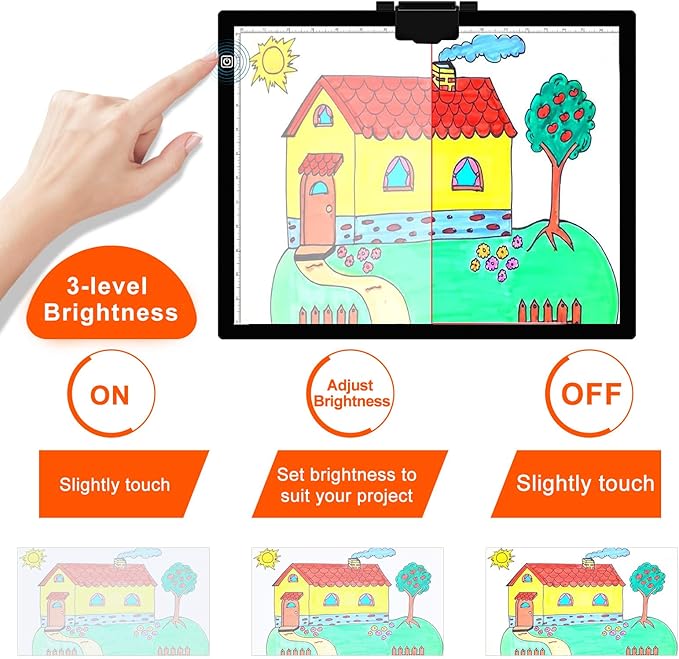 Diamond Painting Light Pad A3, LED Light Box Tracer w/Magnetic Clip & Pen Holder, 3 Level Brightness USB Power Dimmable Brightness Artcraft Tracing Light Pad for Drawing Sketching Diamond Painting