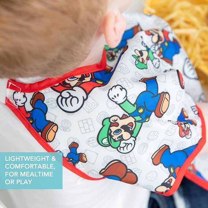 Bumkins Bibs - Toddler Bibs, Waterproof, Large for 1-3 Years, Short Sleeve