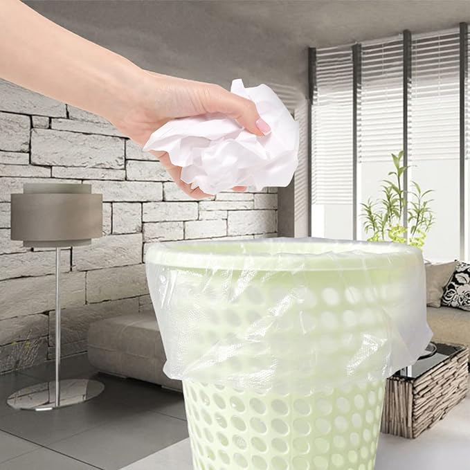 Small Trash Bags 80 Counts, Waikas Garbage Bags for Bathroom Car Mini Trash Can, Clear Plastic Bag for Bedroom Living Room, 4 Gallons, Clear