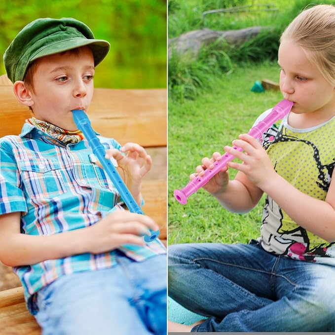 8 Hole Soprano Recorders Descant Flute Bulk With Cleaning Rod German Style for Back to School Gift Christmas Shoebox Supplies Musical Instruments Party Favor (12 Pack)
