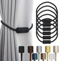 6 Pack Black Strong Magnetic Curtain Tiebacks Outdoor Elegant Decorative Tie Backs Modern Rope Tiebacks for Drapes Window Curtain Holdbacks for Draperies