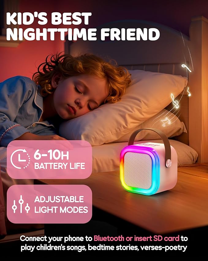 IROO Mini Karaoke Machine for Kids, 2025 TOP Toys Birthday Gifts Ideas for Girls Ages 4, 5, 6, 7, 8, 9, 10, 12+ Years Old, Portable MP3 Player with 3 Wireless Mics for Party
