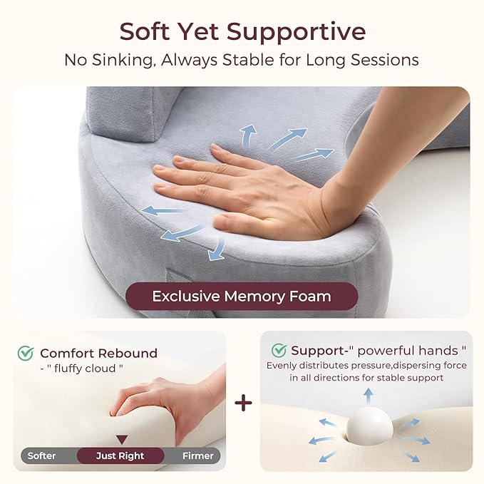 Momcozy Exclusive Memory Foam Nursing Pillow - Pioneering Safety Fence-Plus Size Breastfeeding Pillow for Ergonomic Comfort & Support-Easier and Healthier Nursing - Fit for All, Removable Cover