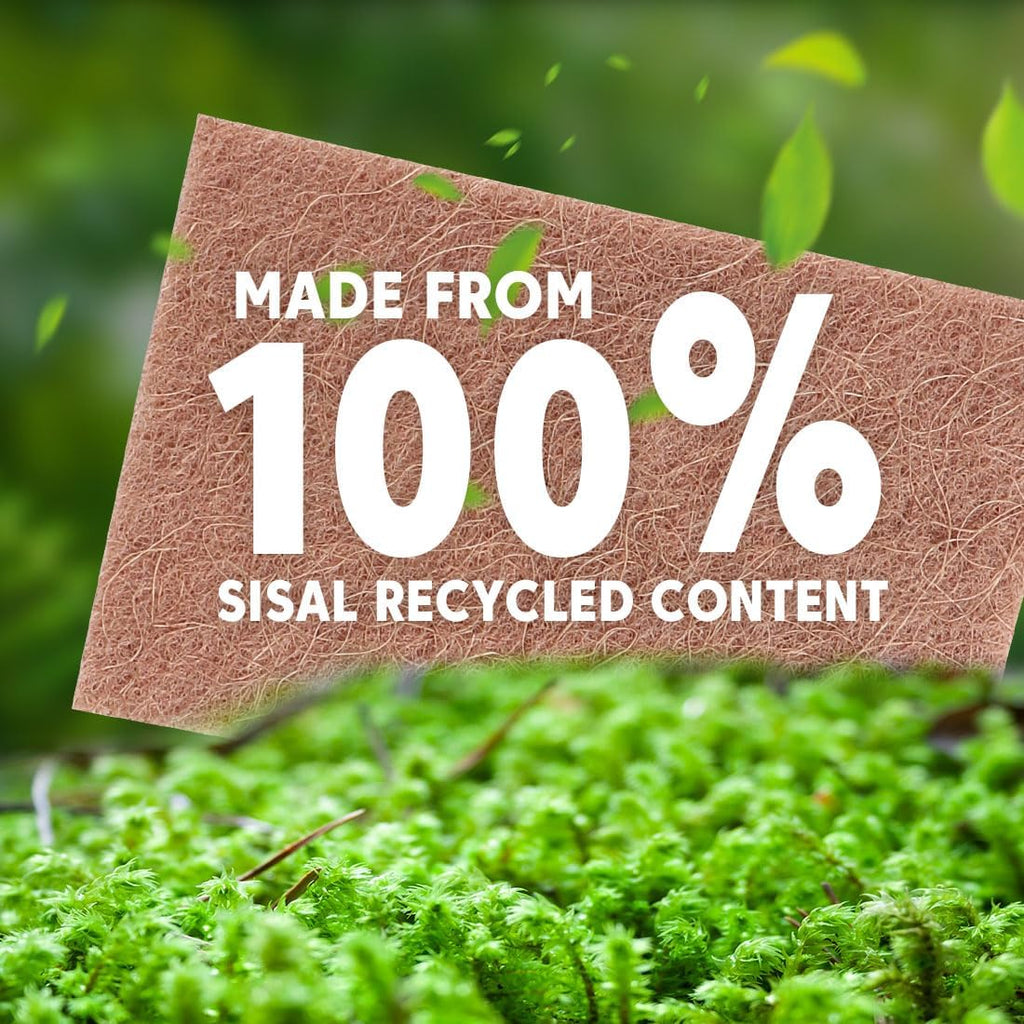 Natural Sisal Non-Scratch Scouring Pads, 96Pcs Plant Based Household Scour Pads for Kitchen, Garage and Outdoors, Cellulose Multipurpose Scrubbies for Cleaning