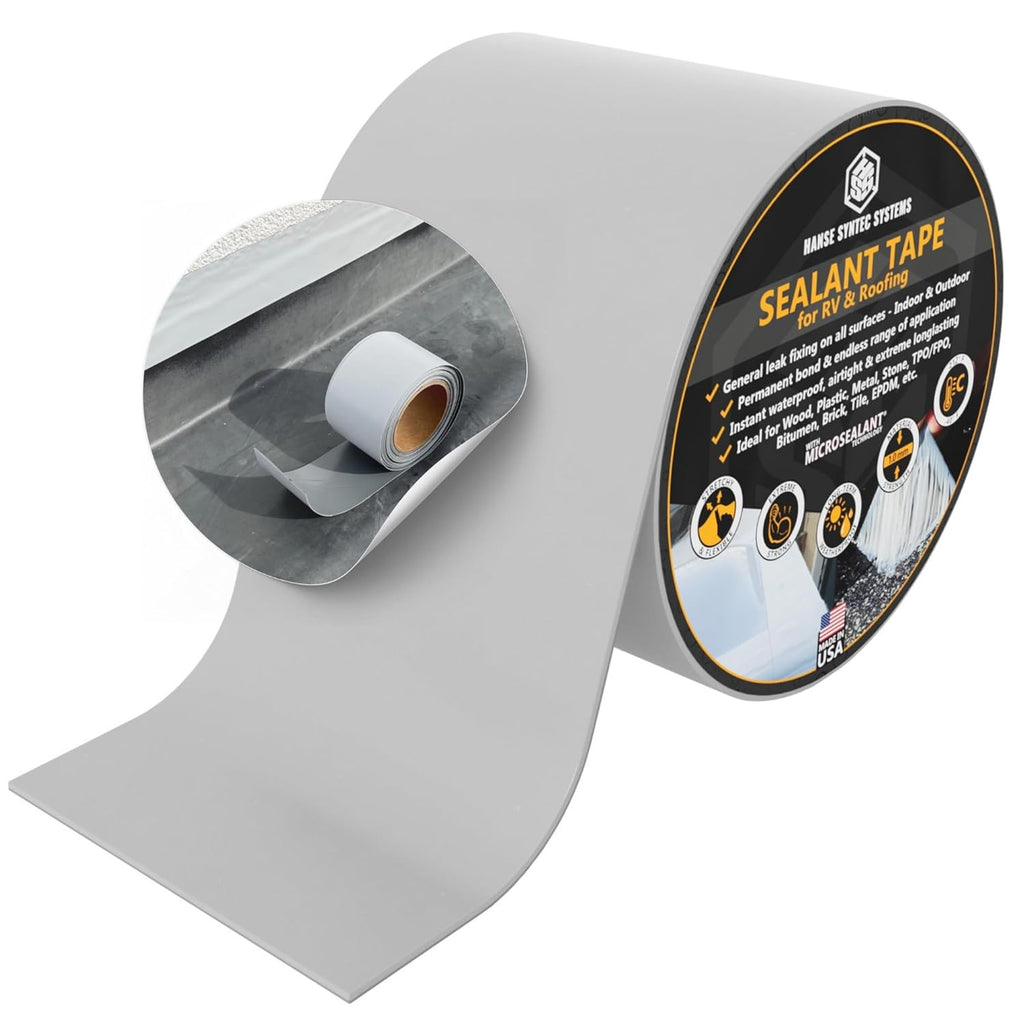 HSS Sealant Tape with MicroSealant - Waterproof Commercial Roofing Tape for Roof and RV Repair - UV- & Weatherproof - Grey - 6 inch x 25 ft.