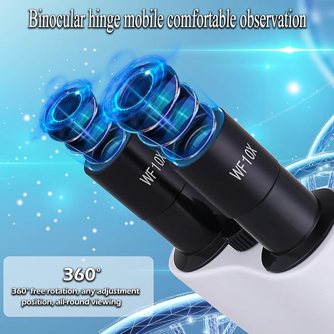 Compound Microscope，40X-2500X Research Class Professional Microscope，WF10x and WF25x eyepieces, Dual LED Lighting and Two-Layer Mechanical Stage，Microscope for Adults…