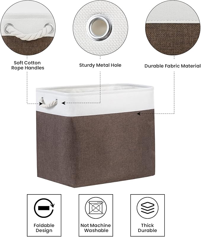 Bidtakay Baskets for Organizing Set of 2 Extra Large Fabric Storage Bins 17x12x15 in Collapsible Laundry Baskets Blanket Basket with Soft Handles Rustic Decorative Stair Basket Dog Toy Bins