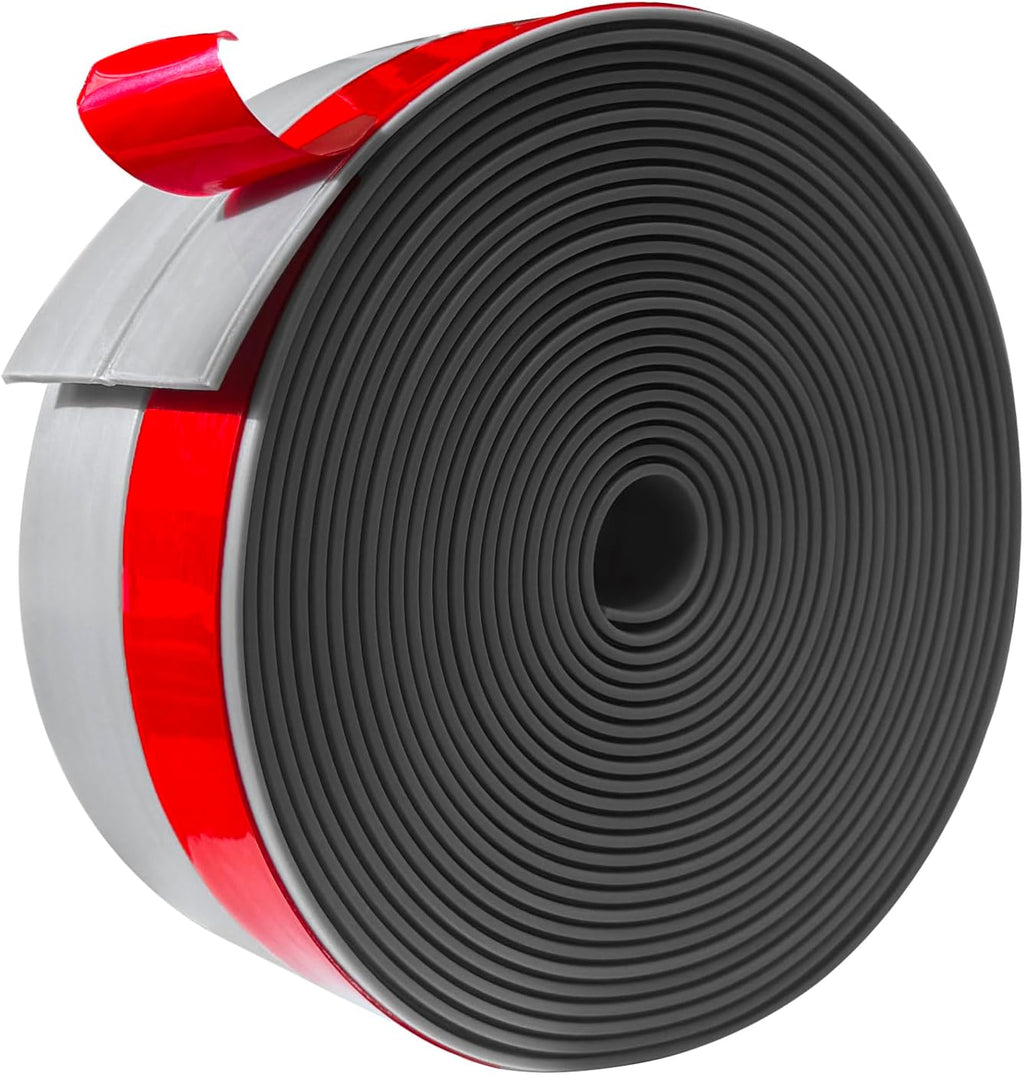 Silicone Weather Stripping, Door Draft Stopper Window Seal Strip for Gaps of Door & Windows, Garage Door Under Bottom, Sealing Tape Shower Doors Sweep (Gray, 2 inch x 20 Ft.)