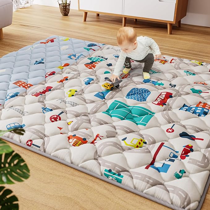 Car Portable Baby Play Mats for Baby 71" X 59" Playpen Mat Upgraded Thicker Babies Floor Play Mat Non-Slip Cushioned Crawling Mat Waterproof Activity Playmats for Babies Toddler Tummy Time(71X59)