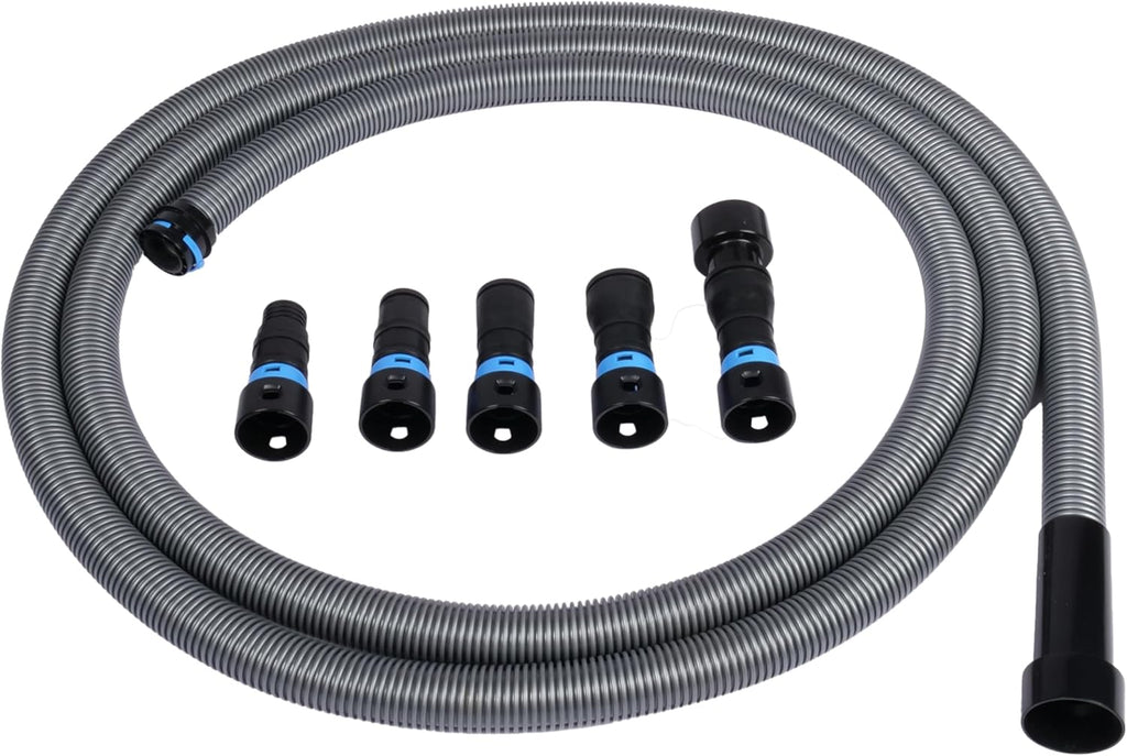 Cen-Tec Systems 94709 Quick Click 16 Ft. Hose for Home and Shop Vacuums with Expanded Multi-Brand Power Tool Adapter Set for Dust Collection