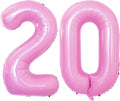 GOER Number 20 Balloons for 20th Birthday Party Decorations,42 Inch Jumbo Foil Helium Balloons for 20th Anniversary (Light Pink)