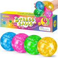 Stress Balls 4 Pack for Adults and Kids, Glitter Squeeze Toys, Sensory Toys for Kids with Autism, Squishy Fidget Toys for Stress and Anxiety Relief, Prize for Classroom