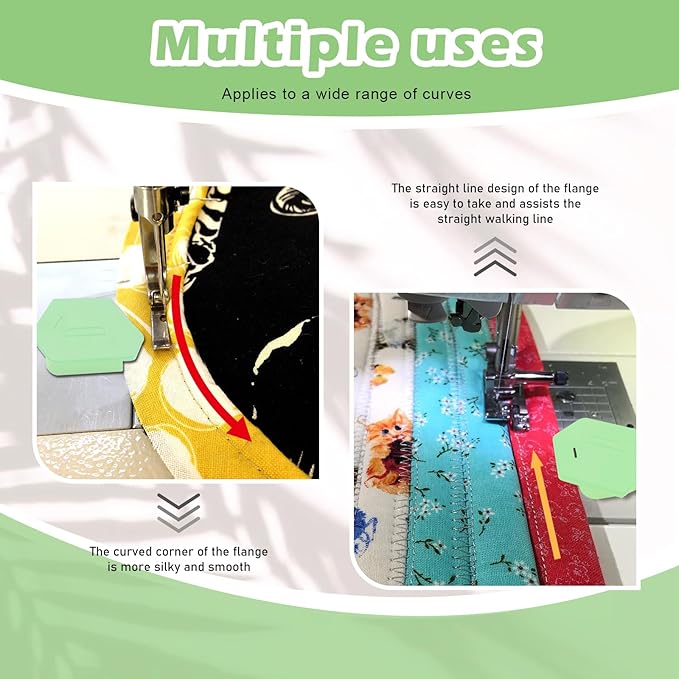 Pcmursal 4 Pieces Magnetic Seam Guide for Sewing Machine, Upgraded Multi-Purpose Tool Polygonal Magnetic Seam Guide with Scale, Sewing Supplies and Accessories (Green)