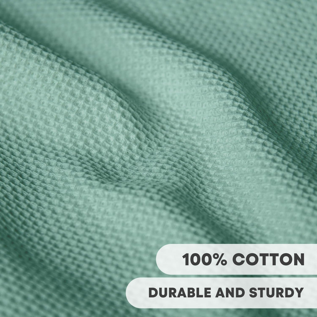Artoid Mode 100% Cotton Light Green Waffle Weave Kitchen Dish Cloths, 12x12 Inch Ultra Soft Absorbent Quick Drying Kitchen Dish Towels Set of 6