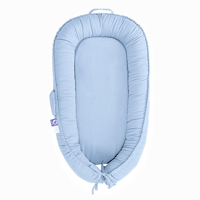 Infant Lounger, Baby Nest Cover for Baby Girls & Boys, Newborn Essentials for Baby 0-18+ Months, 100% Cotton Breathable (Baby Blue)