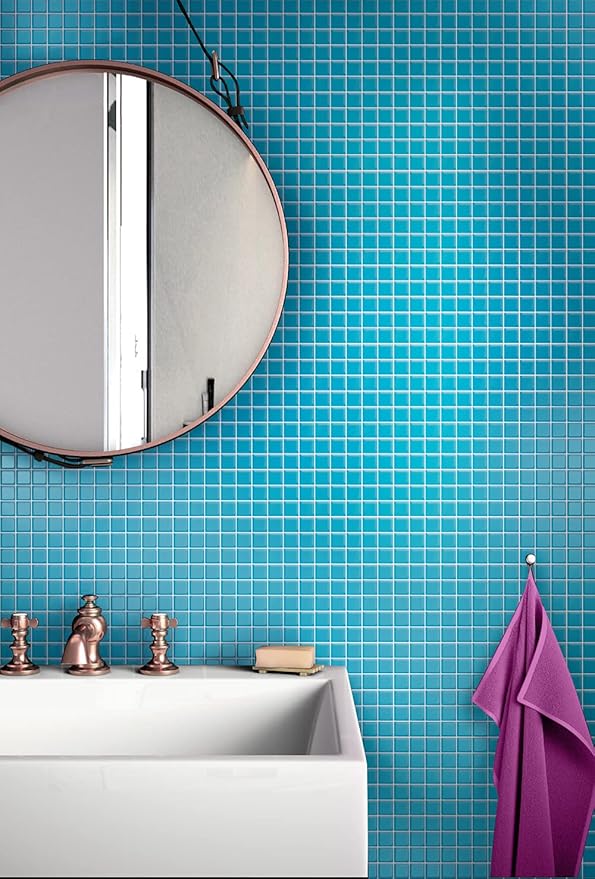 1"x1" Sea Blue Matte Finished Glass Mosaic Tile (9.67 Sq ft- Box of 10 Sheets)