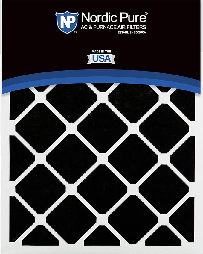 Nordic Pure 20x25x2 (Actual Size: 19 1/2 x 24 1/2 x 1 3/4) Pleated Air Filters MERV 14 Plus Carbon 12 Pack