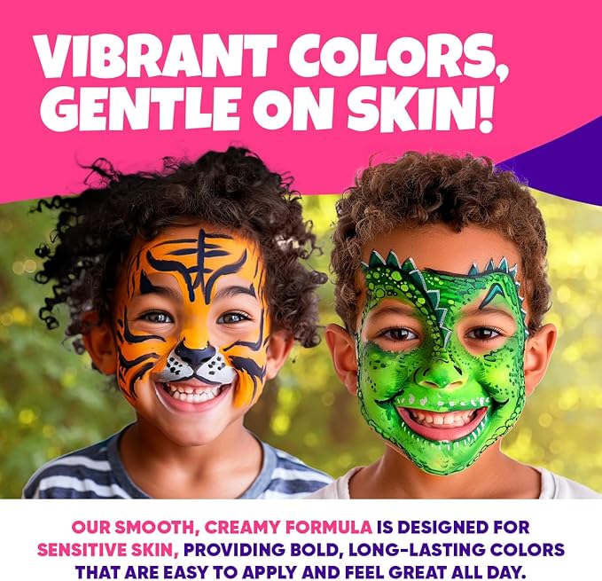 Blue Squid Face Painting Kit for Kids – Complete Face Paint Kit Palette, Stencils, 12 Colors - Safe for Sensitive Skin, Non Toxic Face Painting Kit Professional - Kids Party & Halloween Makeup Kit
