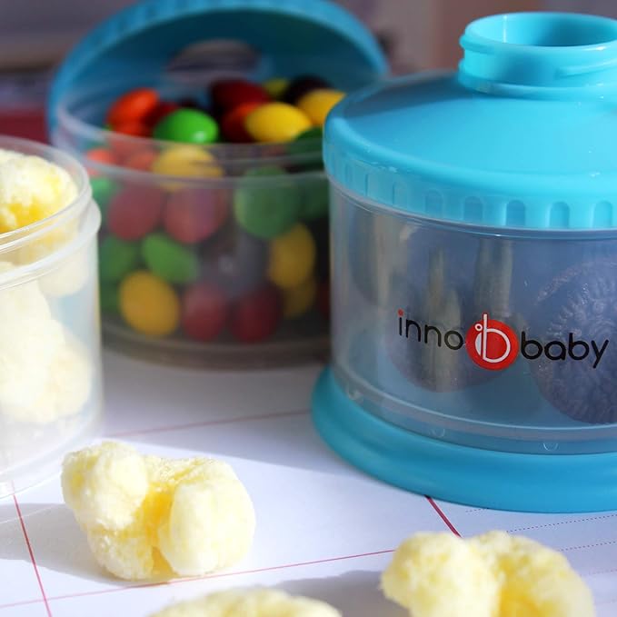 Innobaby Packin' Smart Stackable and Portable Storage System for Formula, Liquid, Baby Snacks and More. 3 Stackable Cups in White. BPA Free.