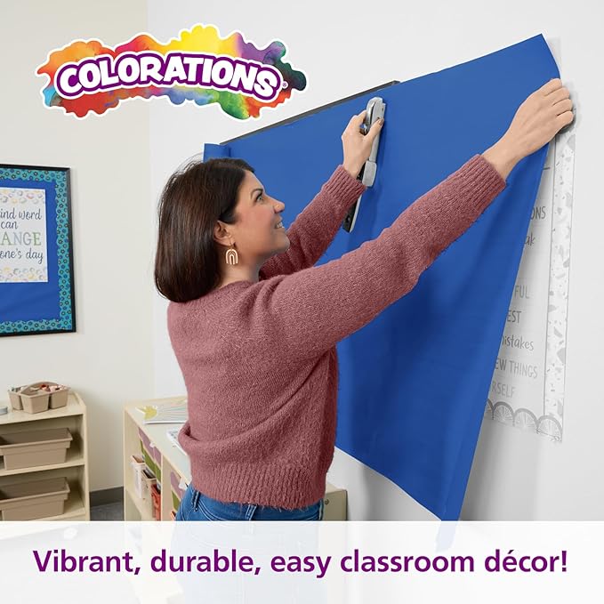 Colorations Arts and Crafts Paper Roll - 36" x 1000', Royal Blue, Dual Surface, Markers, Finger Paints, Painting, Watercolors, Acrylic Paints, Wall Art, Bulletin Board Paper, Kids Crafts (Item # DSRB)