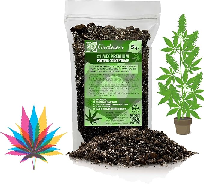 Gardenera Premium JUST-ADD-Water Potting Soil Mix - Optimal Nutrient-Rich Blend for Thriving and HIGH-Yield Herbal Plants - 5 Quart