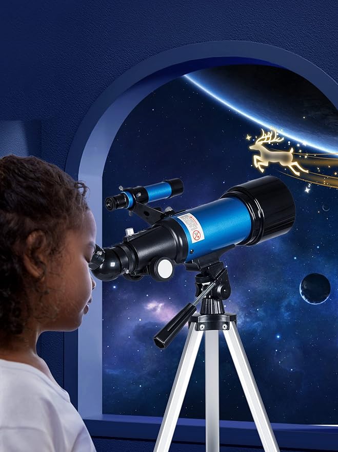 Telescope for Adults Astronomy Beginners - 70mm Aperture and 400mm Focal Length Professional Refractor Telescope with Remote Great Astronomy for Christmas with Package, Blue