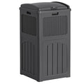 Flamaker 30 Gallon Trash Can, Resin Outdoor Garbage Can with Lid, Waterproof Hideaway Patio Waste Bins for Outside Use (Gray)