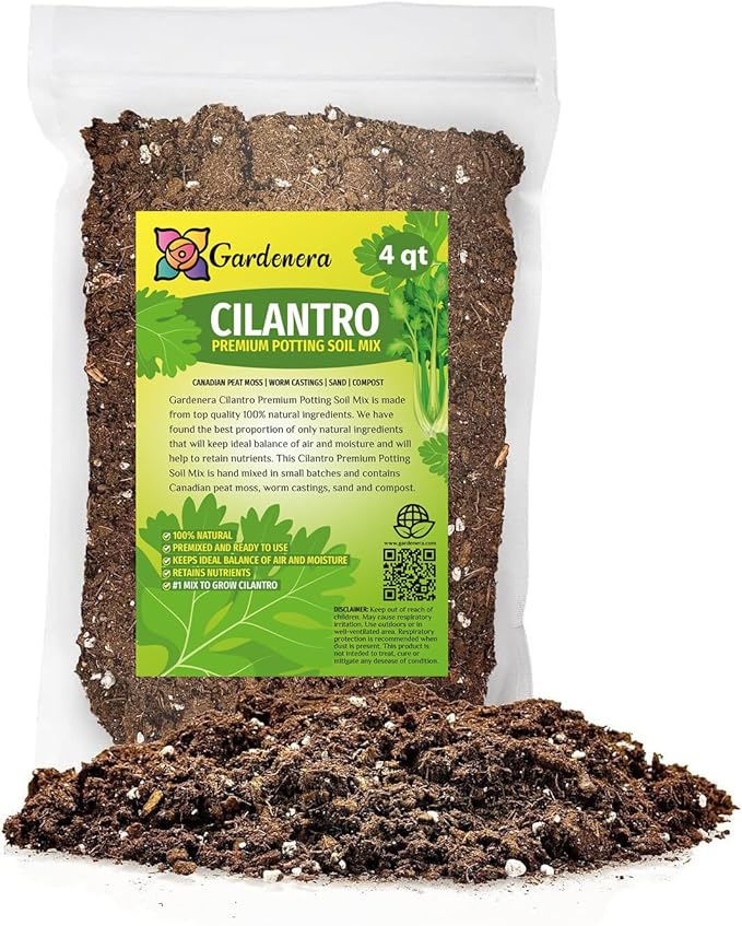 Gardenera Cilantro Potting Mix - Promote Strong Roots and Culinary Excellence with Our Premium Blend - 4 Quart