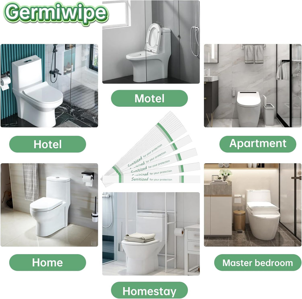 Germiwipe Printed Toilet Seat Bands,Toilet Strips,Hotel Essentials Paper Toilet Seat band for Hotels Motels Hospitals (Case of 2000)