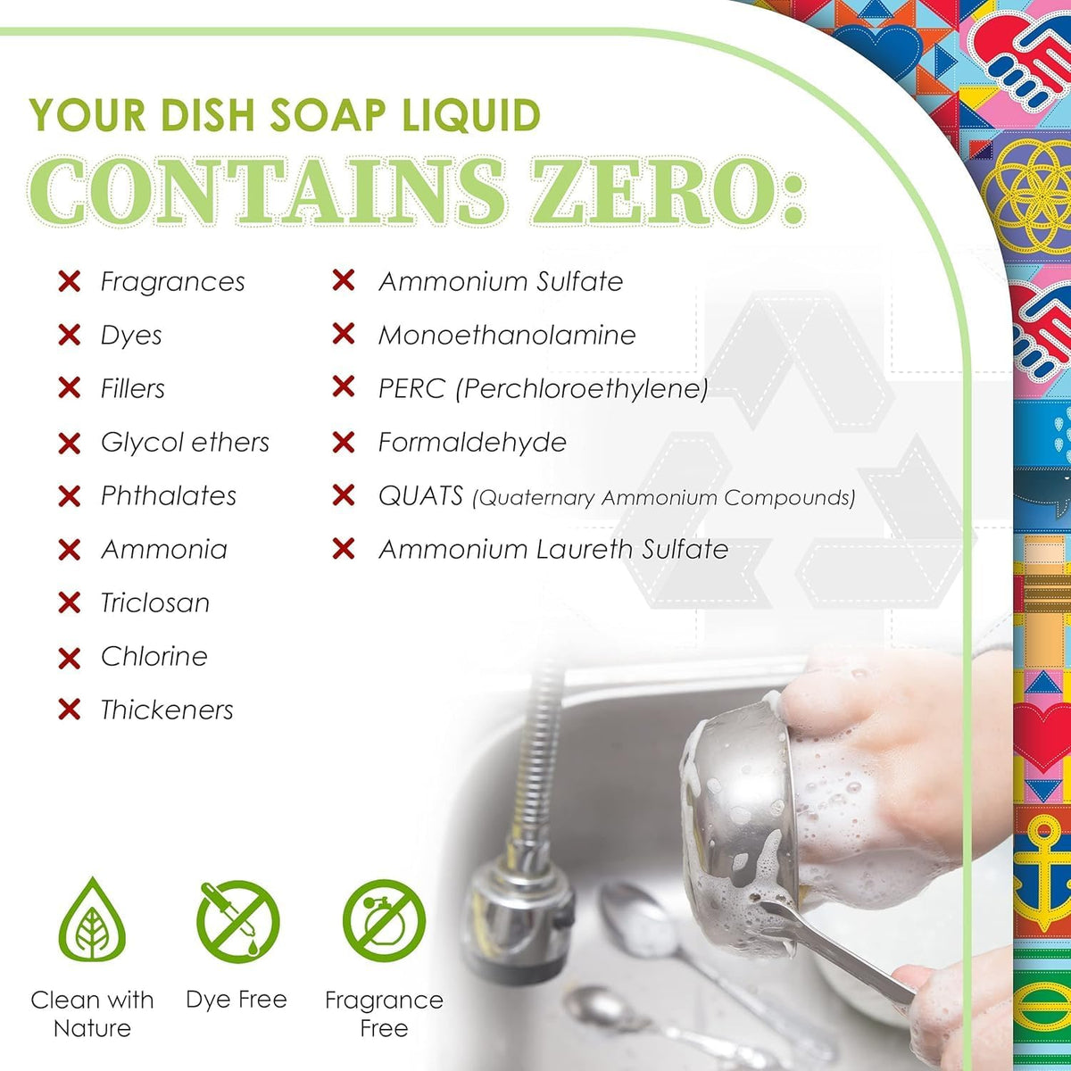 Truly Free Natural Concentrated Dish Detergent Dishwashing Liquid | Plant-Based Dish Soap | Sweet Basil Fresh Scent | Pack of 3