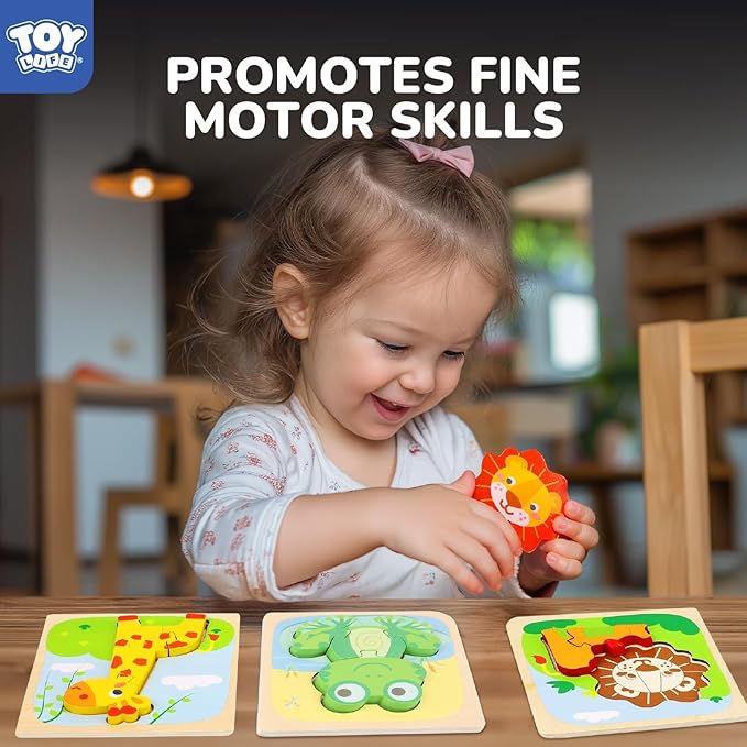TOY Life Wooden Puzzles for Toddlers 2-4, Montessori Toys for 1 2 3 Year Old Toddler Boys Girls, Animals Jigsaw Puzzles, Educational Learning Toy Kids Puzzle, Best Gifts Toys for Baby Ages 1-3 2-4