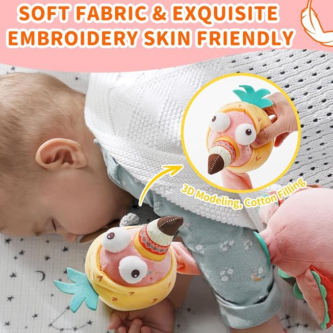 Jollybaby Plush Talking Singing Dancing Musical Flamingo Toy for Toddlers 1-3 Just Like Cactus Toy, Music Mimicking Interactive Toy for Crawling Kids, Sensory Stuffed Toy Gift for Baby 0-6-12 Month