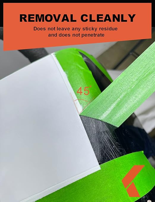 Painters Tape for Car Paint Green No Residue Automotive Masking Tape for Automotive Painting - Heat Resistant for Paint Booth,0.94 Inches X 60 Yards, 12 Rolls